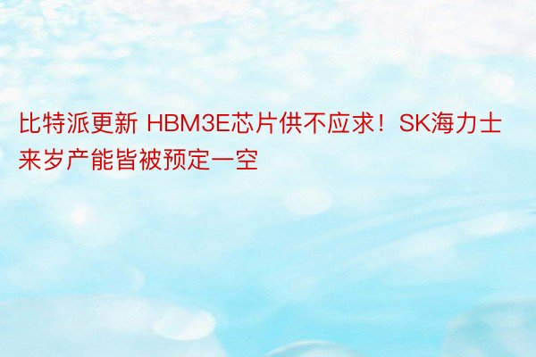 比特派更新 HBM3E芯片供不应求！SK海力士来岁产能皆被预定一空