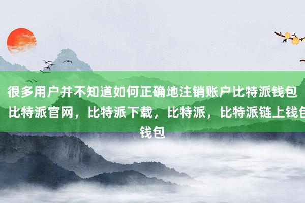 很多用户并不知道如何正确地注销账户比特派钱包，比特派官网，比特派下载，比特派，比特派链上钱包