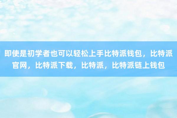 即使是初学者也可以轻松上手比特派钱包，比特派官网，比特派下载，比特派，比特派链上钱包